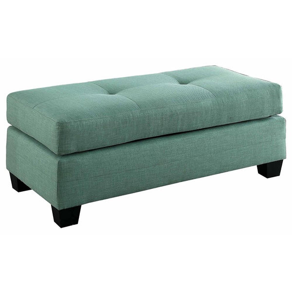 Fabric Tufted Ottoman With Tapered Feet , Teal Green-Ottoman-Green-Fabric-JadeMoghul Inc.