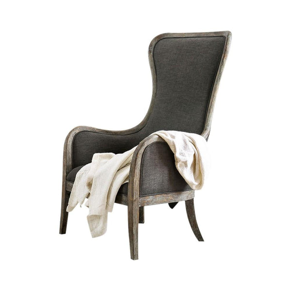 Fabric Upholstered Accent Chair In Gray And Brown-Accent Chairs-Gray And Brown-Fabric and Wood-JadeMoghul Inc.