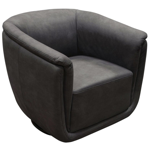Fabric Upholstered Accent Chair with Swivel Round Flat Base , Dark Gray-Accent Chairs-Gray-Fabric and Metal-JadeMoghul Inc.