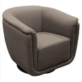 Fabric Upholstered Accent Chair with Swivel Round Flat Base , Gray-Accent Chairs-Gray-Fabric and Metal-JadeMoghul Inc.