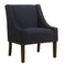 Fabric Upholstered Accent Chair with Swooping Arms and Nail Head Trim, Blue and Brown-Accent Chairs-Blue and Brown-Wood and Fabric-JadeMoghul Inc.