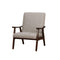 Fabric Upholstered Accent Chair with Wooden Curved Arms and Slanted Feet, Light Gray and Brown-Accent Chairs-Gray and Brown-Wood and Fabric-JadeMoghul Inc.