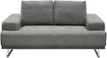 Fabric Upholstered Adjustable Backrest Loveseat with Metal Sled Legs, Gray and Silver-Sofa & Sectionals-Gray and Silver-Fabric and Metal-JadeMoghul Inc.