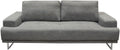 Fabric Upholstered Adjustable Backrest Sofa with Metal Sled Legs, Gray and Silver-Sofa & Sectionals-Gray and Silver-Fabric and Metal-JadeMoghul Inc.