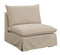 Fabric Upholstered Armless Chair With Padded Cushions In Beige-Living Room Furniture-Beige-Wood and Fabric-JadeMoghul Inc.
