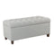 Fabric Upholstered Button Tufted Wooden Bench With Hinged Storage, Light Gray and Brown