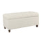 Fabric Upholstered Button Tufted Wooden Bench With Hinged Storage, White and Brown