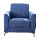 Fabric Upholstered Chair With Metal Feet In Blue-Accent Chairs-Blue And Silver-Fabric And Metal-JadeMoghul Inc.