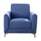 Fabric Upholstered Chair With Metal Feet In Blue-Accent Chairs-Blue And Silver-Fabric And Metal-JadeMoghul Inc.