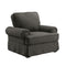 Fabric Upholstered Chair With Rolled Armrest In Gray-Living Room Furniture-Gray-Wood and Fabric-JadeMoghul Inc.