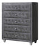 Fabric Upholstered Chest with Button-Tufting, Gray-Bedroom Furniture-Gray-Asian Hardwood and Fabric-JadeMoghul Inc.