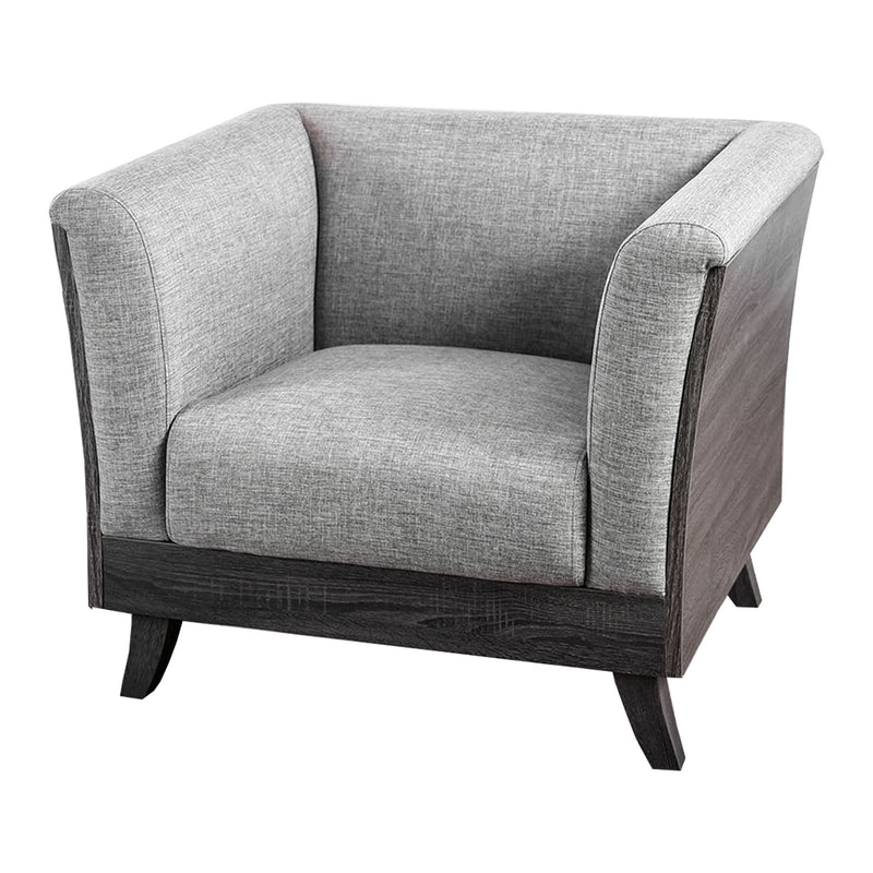 Fabric Upholstered Contemporary Style Chair With Angled Legs, Gray-Accent Chairs-Gray-Wood and Fabric-JadeMoghul Inc.