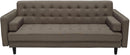 Fabric Upholstered Convertible Sofa Bed with Button Tufted Detail and Wooden Feet, Gray-Bedroom Furniture-Gray-Fabric and Wood-JadeMoghul Inc.