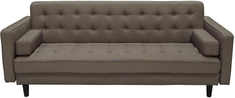 Fabric Upholstered Convertible Sofa Bed with Button Tufted Detail and Wooden Feet, Gray-Bedroom Furniture-Gray-Fabric and Wood-JadeMoghul Inc.