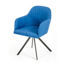 Fabric Upholstered Dining Arm Chair with Tripod Metal Base, Blue-Accent Chairs-Blue-Metal and fabric-JadeMoghul Inc.