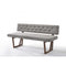 Fabric Upholstered Dining Bench with Rubber Wood Feet, Gray and Walnut Brown-Benches-Gray and Brown-Wood Fabric-JadeMoghul Inc.