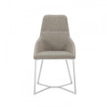 Fabric Upholstered Dining Chairs with Unique Design Steel Base, Set of Two, Gray and Silver-Dining Furniture-Gray and Silver-Stainless Steel and Fabric-JadeMoghul Inc.