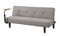 Fabric Upholstered Futon Sofa with Reversible End Table, Light Gray-Living Room Furniture-Gray-Fabric Wood and Metal-JadeMoghul Inc.