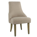 Fabric Upholstered High Back Dining Chair with Wooden Legs, Beige and Brown-Dining Chairs-Beige and Brown-Wood and Fabric-JadeMoghul Inc.