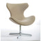 Fabric Upholstered Lounge Chair with Metal Pedestal Base, Beige and Silver-Accent Chairs-Beige and Silver-Polyester Fabric Wool and Metal-JadeMoghul Inc.