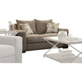 Fabric Upholstered Loveseat With 2 Pillows in Grey-Sofas Sectionals & Loveseat-Grey-Wood and Fabric-JadeMoghul Inc.