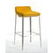 Fabric Upholstered Metal Bar Stool, Yellow and Silver-Bar Stools-Yellow-Metal fabric-JadeMoghul Inc.