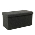 Fabric Upholstered Metal Collapsible Bench with Lift Off Lid Storage, Dark Gray