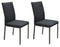 Fabric Upholstered Metal Dining Side Chairs with Back Handle, Gray and Silver, Pack of Two-Dining Chairs-Gray and Silver-Fabric and Stainless Steel-JadeMoghul Inc.