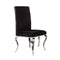 Fabric Upholstered Metal Side Chairs with Cabriole Style Legs, Black and Silver, Set of Two-Dining Chairs-Black and Silver-Fabric, Stainless Steel and Composite Wood-JadeMoghul Inc.