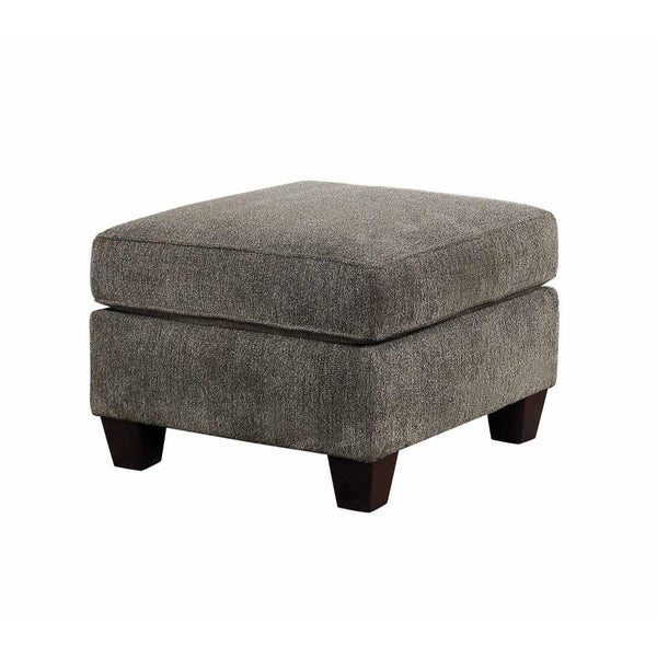 Fabric Upholstered Ottoman, Gray-Ottoman-Gray-Wood and fabric-JadeMoghul Inc.