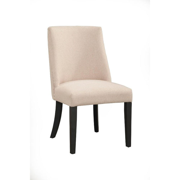 Fabric Upholstered Parson Chairs, Set Of 2, Cream And Black-Office Chairs-Cream and Black-Solid Rubberwood & Plywood with Polyester Fabric-JadeMoghul Inc.