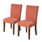 Fabric Upholstered Parson Dining Chair with Wooden Legs, Orange and Brown, Set of Two-Dining Chairs-Orange and Brown-Fabric, Hardwood and Plywood-JadeMoghul Inc.
