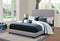Fabric Upholstered Queen Size Platform Bed with Nail Head Trim, Gray-Bedroom Furniture-Gray-Fabric and Wood-JadeMoghul Inc.