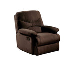 Fabric Upholstered Recliner With Padded Arms, Chocolate Brown