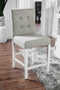 Fabric Upholstered Solid Wood Counter Height Chair, White and Gray, Pack of Two-Chairs-White And Gray-Fabric Solid Wood-JadeMoghul Inc.