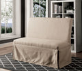 Fabric Upholstered Solid Wood Love Seat Bench with Skirted Panel, Beige-Benches-Beige-Solid Wood and Linen-like Fabric-JadeMoghul Inc.