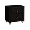 Fabric Upholstered Solid Wood Nightstand with Two Drawers and Crystal Accents, Black-Bedroom Furniture-Black-Wood veneer Solid wood and Fabric-JadeMoghul Inc.