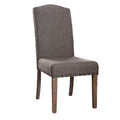 Fabric Upholstered Solid Wood Side Chair with Nail head Trims , Brown and Gray, Pack of Two-Accent Chairs-Brown and Gray-Solid Wood and Fabric-JadeMoghul Inc.