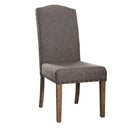 Fabric Upholstered Solid Wood Side Chair with Nail head Trims , Brown and Gray, Pack of Two-Accent Chairs-Brown and Gray-Solid Wood and Fabric-JadeMoghul Inc.