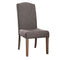 Fabric Upholstered Solid Wood Side Chair with Nail head Trims , Brown and Gray, Pack of Two-Accent Chairs-Brown and Gray-Solid Wood and Fabric-JadeMoghul Inc.