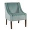 Fabric Upholstered Swooped Accent Chair with Wooden Legs, Blue and Brown-Accent Chairs-Blue and Brown-Wood and Fabric-JadeMoghul Inc.