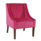 Fabric Upholstered Swooped Accent Chair with Wooden Legs, Dark Pink and Brown-Accent Chairs-Pink and Brown-Wood and Fabric-JadeMoghul Inc.