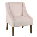 Fabric Upholstered Swooped Accent Chair with Wooden Legs, Pink and Brown-Accent Chairs-Pink and Brown-Wood and Fabric-JadeMoghul Inc.