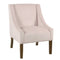 Fabric Upholstered Swooped Accent Chair with Wooden Legs, Pink and Brown-Accent Chairs-Pink and Brown-Wood and Fabric-JadeMoghul Inc.