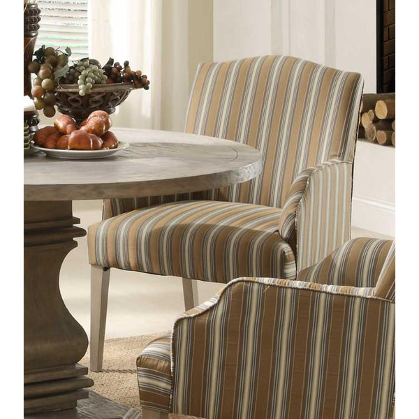 Fabric Upholstered Wooden Accent Arm Chair In Stripe Fabric, Multicolor (Set of 2)-Dining Chairs-Multicolor & White-Wood & Leatherette-JadeMoghul Inc.