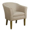 Fabric Upholstered Wooden Accent Chair with Barrel Style Back, Cream and Brown-Accent Chairs-Cream and Brown-Wood and Fabric-JadeMoghul Inc.