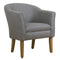 Fabric Upholstered Wooden Accent Chair with Barrel Style Back, Gray and Brown-Accent Chairs-Gray and Brown-Wood and Fabric-JadeMoghul Inc.