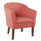 Fabric Upholstered Wooden Accent Chair with Barrel Style Back, Orange and Brown-Accent Chairs-Orange and Brown-Wood and Fabric-JadeMoghul Inc.