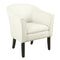 Fabric Upholstered Wooden Accent Chair with Barrel Style Back, White and Black-Accent Chairs-White and Black-Wood and Fabric-JadeMoghul Inc.