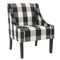 Fabric Upholstered Wooden Accent Chair with Buffalo Plaid Pattern, Black and White-Accent Chairs-Black and White-Wood and Fabric-JadeMoghul Inc.